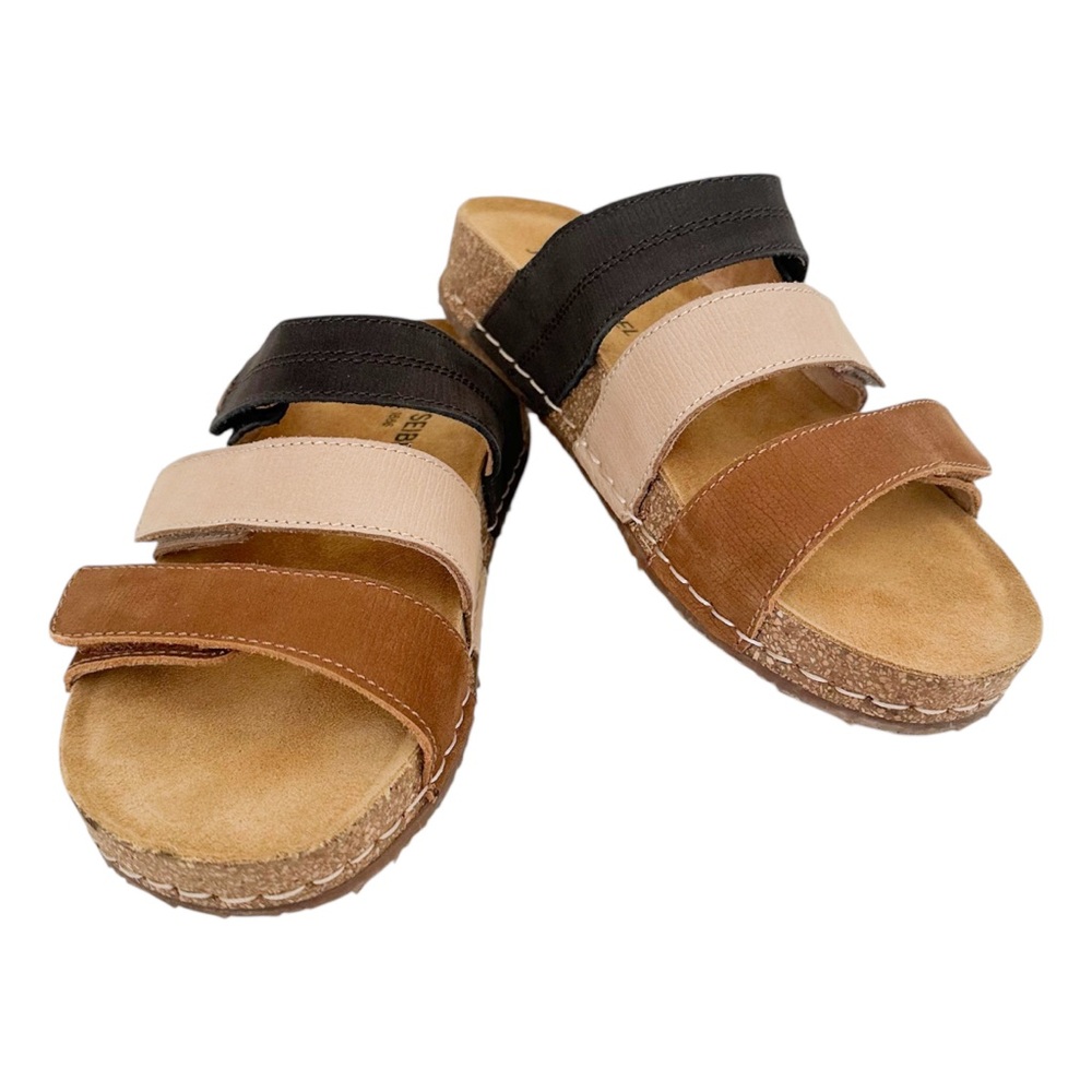 Josef Seibel Multi-Color Strappy Sandals Adjustable Slip-On Leather — Size 36/6